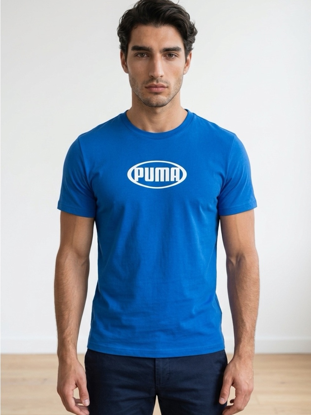Puma Men's Blue Crew Neck Logo Tee L NWT